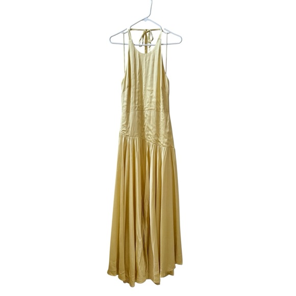 ALEXIS Saab Pleated Halter Maxi Dress Light Yellow Sz M - Picture 4 of 11